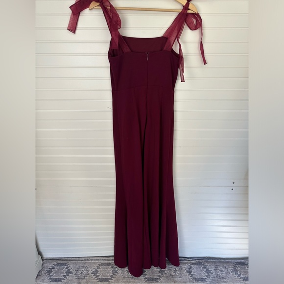 Lulus Beloved Elegance Burgundy Tie-Strap Mermaid Maxi Dress - Picture 8 of 9